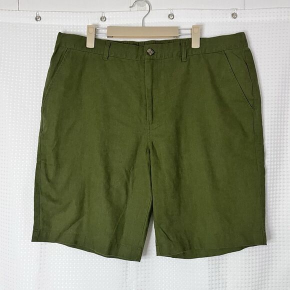 Isle Bay Linens Men’s Shorts Green Size 38 Linen Cotton Blend Casual - Picture 1 of 5